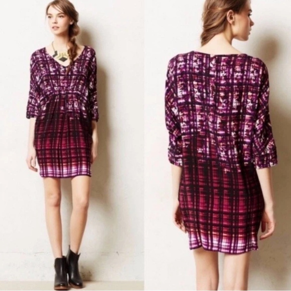 Anthropologie Maeve Petal Palette dress purple pink dolman sleeves, small